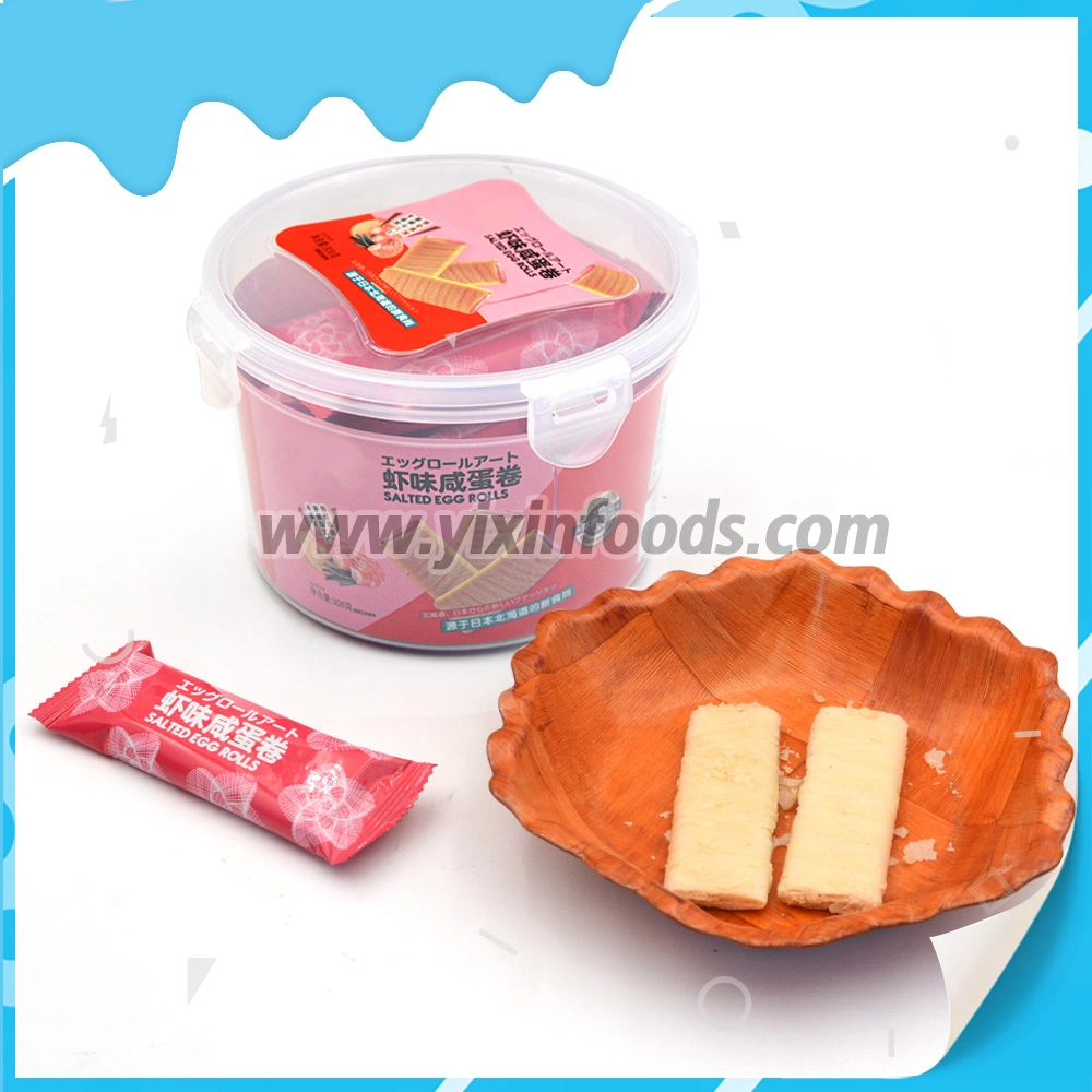 Box Packing Salted Egg Flavor Mini Prawn Wafer Crackers